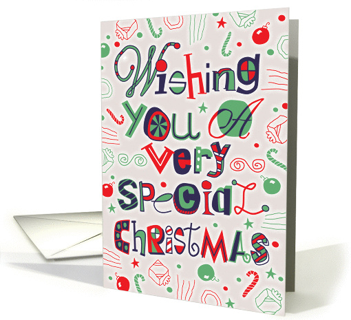 Very Special Christmas, Hand Drawn Custom Type and Graphics card