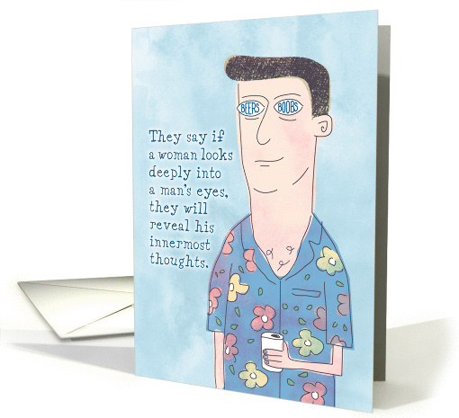 Man with Beers and Boobs Eyes Humorous Football Birthday card