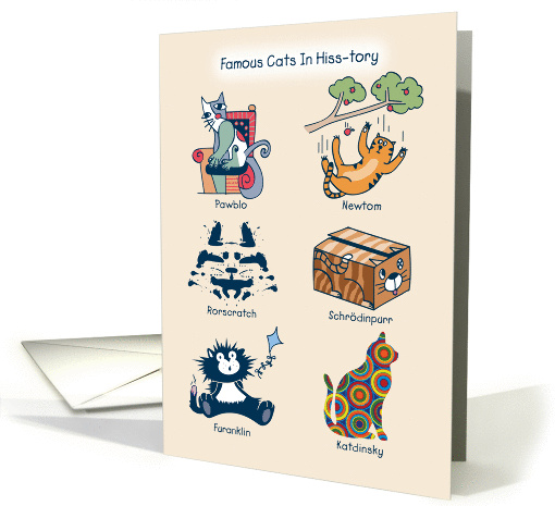 Famous Cats in Hiss-tory, Cat Puns Humorous Birthday card (1211398)