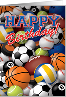 Happy Birthday, Artwork of Various Sports Balls card