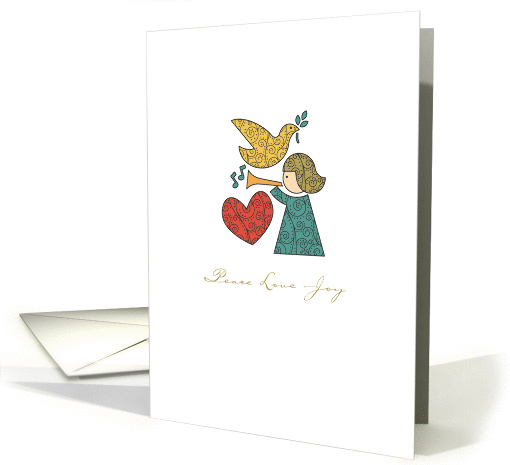 Dove, Heart and Angel. Peace, love and joy Christmas card (1300264)