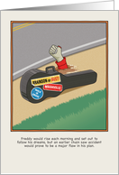 Funny Thumbless Zombie Hitchhiking, Halloween card