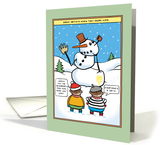 Funny Kid Artist Abstract Snowman, Merry Christmas card (1306518)
