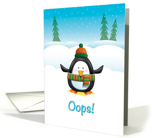 Funny Christmas, Cute Penguin Peed in the Snow card (1309194)