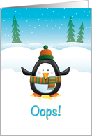 Funny Christmas, Cute Penguin Peed in the Snow card