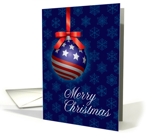 Patriotic American Flag Christmas Ornament with Bow card (1312602)