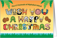 Alphabet Shaped Cute Animal Characters, Happy Christmas card