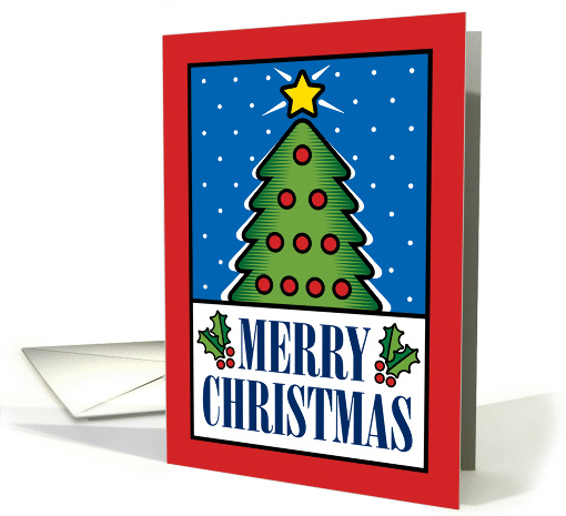Tree and Star Merry Christmas with Holly card (1313276)