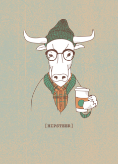 Hipster Cow Pun with...