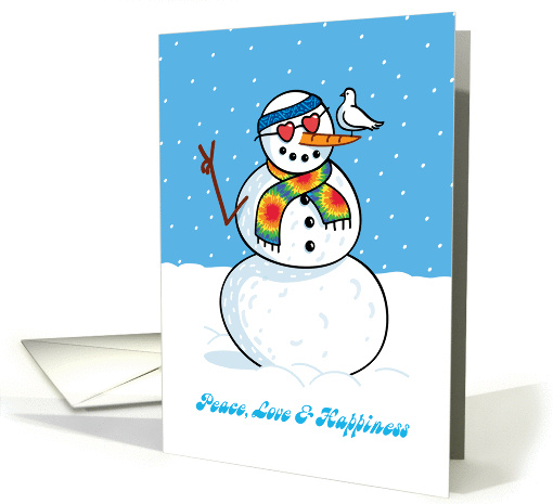 Hippy Snowman with Dove, Humorous Christmas card (1390100)