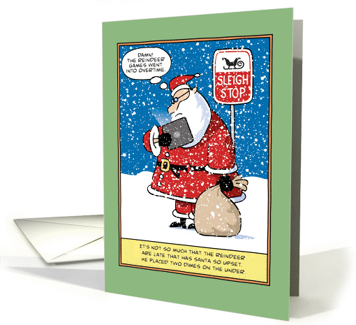 Reindeer Games Gambling Wager, Funny Santa Christmas card (1399204)