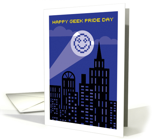 Happy Geek Pride Day 8 Bit Smiling Face Searchlight card (1411710)