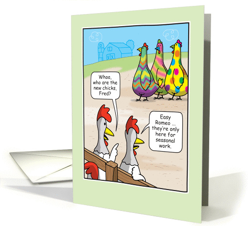 Funny Easter Egg Dyed Chickens Humor card (1413844)