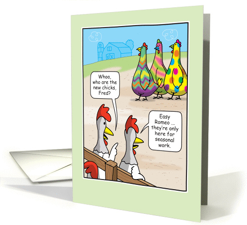 Funny Easter Egg Dyed Chickens Humor card (1413844)