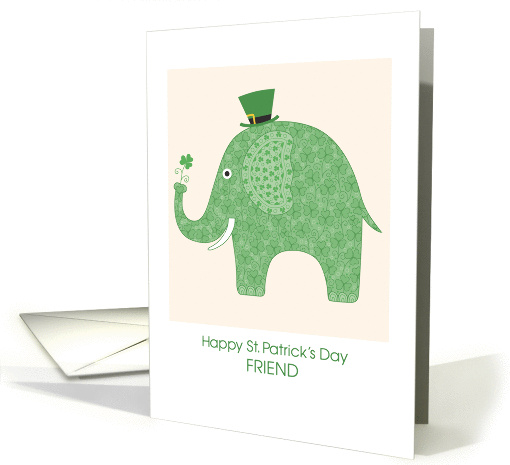 Elephant with Shamrock Pattern, St. Patrick's Day Friend card
