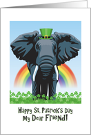 Elephant in Clover with Rainbow, St. Patrick’s Day Friend card