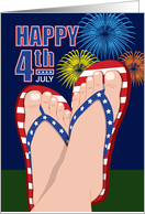 4th of July Fireworks, Patriotic Flip Flops card