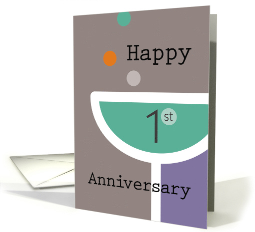 Happy 1st Anniversary Champagne Glass card (1482766)