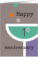 Happy 1st Anniversary Champagne Glass card