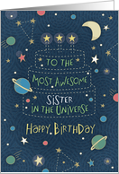 Happy Birthday Most Awesome Sister in the Universe card