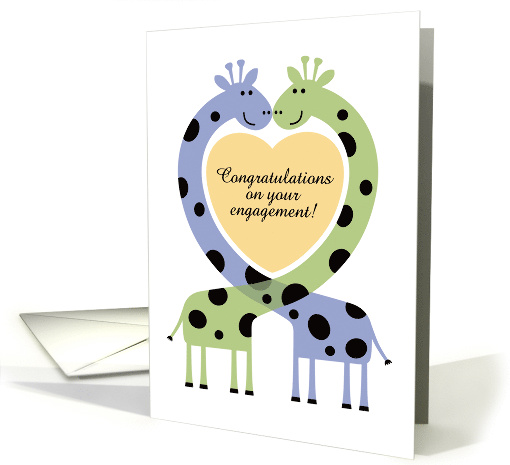 Engagement Congratulations 2 Giraffes Form a Heart card (1518734)