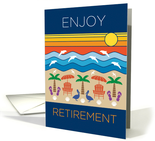 Retirement Congratulations Beach and Ocean Sunset Scene card (1539614)