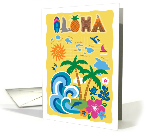 Aloha Collage with Various Hawaiian Iconic Images card (1565546)