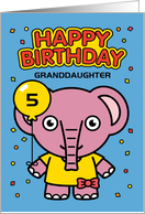 Customize Happy Birthday Granddaughter Little Elephant with Balloon card