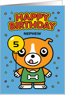 Customize Happy Birthday Nephew Little Dog with Balloon card