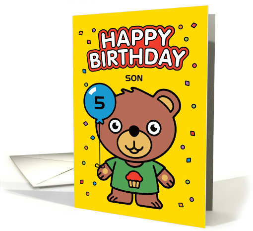 Customize Happy Birthday Son Little Bear with Balloon card (1565994)