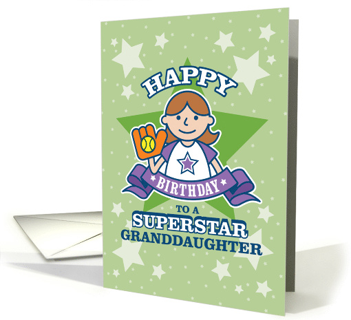 Happy Birthday Superstar Granddaughter, Baseball, Softball card