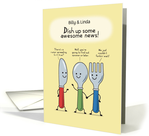 Elopement Announcement, Knife, Fork & Spoon Pun card (1588168)