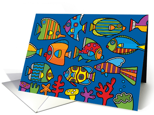Tropical Fish & Coral Reef Pop Art Birthday card (1620990)