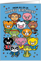 Cute Cartoon Animals, From All Of Us, Happy Birthday card