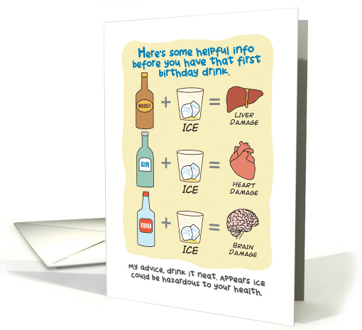 Funny Birthday, Alcohol Plus Ice Joke card (1632416)