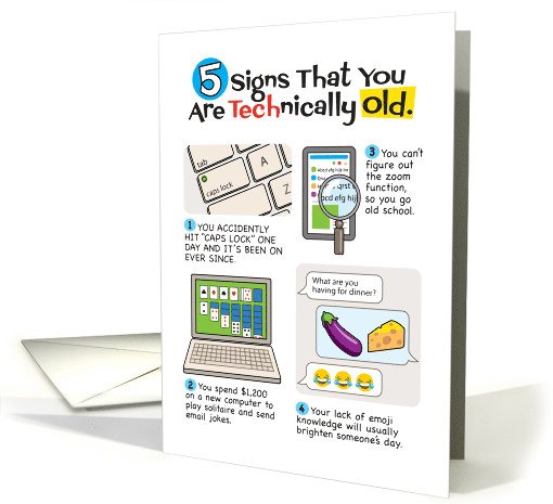 Funny Five Signs You're TECHnically Old Birthday card (1641216)