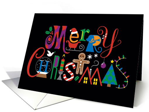 Merry Christmas Type with Various Holiday Icons card (1652808)