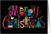 Merry Christmas Type with Various Holiday Icons card