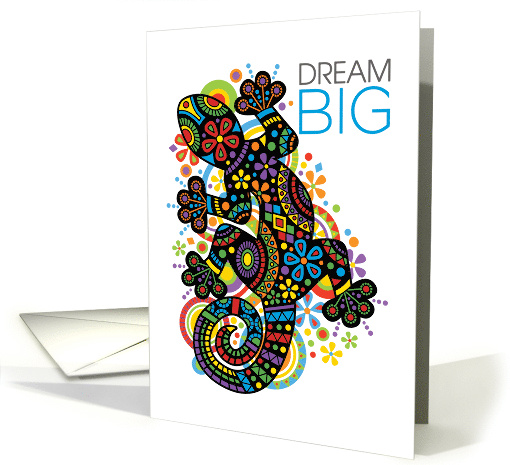Dream Big Encouragement Chameleon Changing Folk Art Pattern card