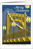 Merry Christmas Roberto Clemente Bridge Pittsburgh card