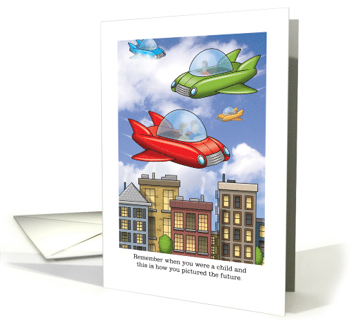 Funny Birthday Flying Cars Parallel Parking Joke card (1666496)