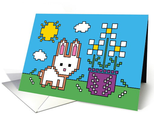 Easter 8 Bit Rabbit and Daisies card (1667724)