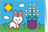 Easter 8 Bit Rabbit and Daisies card