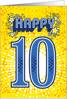 Happy 10th Birthday Stars and Flowers card