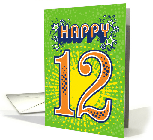 Happy 12th Birthday Stars and Flowers card (1668472)