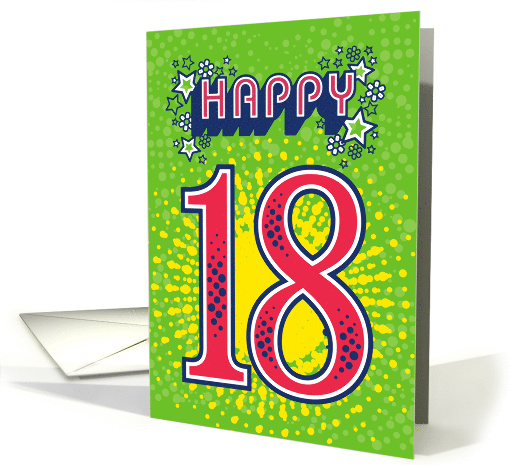 Happy 18th Birthday Stars and Flowers card (1668486)