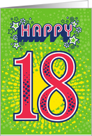 Happy 18th Birthday Stars and Flowers card