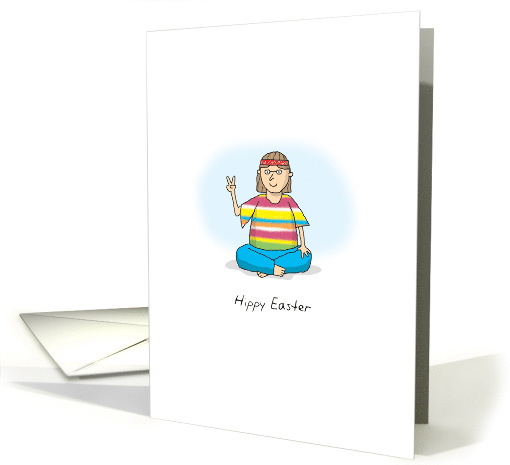 Hippy Easter Pun Flashing a Peace Sign card (1668758)