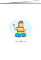 Hippy Easter Pun Flashing a Peace Sign card