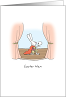 Easter Ham Rabbit Acting on Stage Pun card